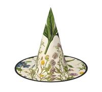 DZBDWZXH floral in the old book Print Halloween Witch Hat for Women Cosplay Costume Dress Up Halloween Party Decoration 1Pcs