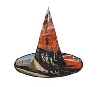 DZBDWZXH Freight Train Print Halloween Witch Hat for Women Cosplay Costume Dress Up Halloween Party Decoration 1Pcs