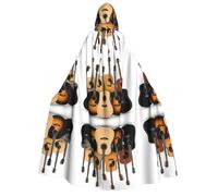 DZBDWZXH (Guitar Printed) Printed Hooded Cape For Adult Unisex, Thick Witch Cape Hooded Cloak for Halloween Parties Christmas Costume