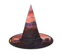 DZBDWZXH Las Vegas Sunset Print Halloween Witch Hat for Women Cosplay Costume Dress Up Halloween Party Decoration 1Pcs