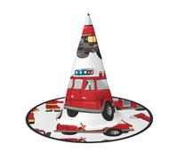 DZBDWZXH Little Boys and Girls in FireFighters Print Halloween Witch Hat for Women Cosplay Costume Dress Up Halloween Party Decoration 1Pcs