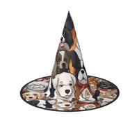 DZBDWZXH Many dogs Print Halloween Witch Hat for Women Cosplay Costume Dress Up Halloween Party Decoration 1Pcs