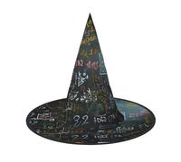 DZBDWZXH Math Formula Print Halloween Witch Hat for Women Cosplay Costume Dress Up Halloween Party Decoration 1Pcs
