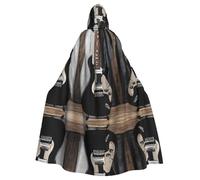 DZBDWZXH (Musical Guitar) Printed Hooded Cape For Adult Unisex, Witch Cape Hooded Cloak for Halloween Parties Christmas Costume