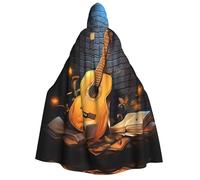 DZBDWZXH (Note Guitar) Printed Hooded Cape For Adult Unisex, Thick Witch Cape Hooded Cloak for Halloween Parties Christmas Costume