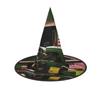 DZBDWZXH Old Tractor Photo Farm Print Halloween Witch Hat for Women Cosplay Costume Dress Up Halloween Party Decoration 1Pcs