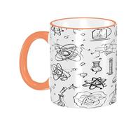 DZBDWZXH Orange Handle Ceramic Coffee Mugs 11oz, (Chemistry Print) Print Restaurant Coffee Mug for Coffee,Cappuccino,Tea,Cocoa,Cereal