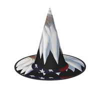 DZBDWZXH Patriotic Bald Eagle with Flag Print Halloween Witch Hat for Women Cosplay Costume Dress Up Halloween Party Decoration 1Pcs