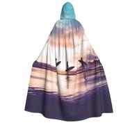 DZBDWZXH (Silhouette of Surfer People) Printed Hooded Cape For Adult Unisex, Thick Witch Cape Hooded Cloak for Halloween Parties Christmas Costume