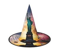 DZBDWZXH Statue of Liberty Flag Print Halloween Witch Hat for Women Cosplay Costume Dress Up Halloween Party Decoration 1Pcs