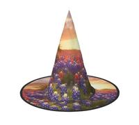DZBDWZXH Texas Bluebonnets Scenery Print Halloween Witch Hat for Women Cosplay Costume Dress Up Halloween Party Decoration 1Pcs