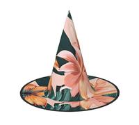DZBDWZXH Tropical Summer Hawaiian Flower Palm Leaves Print Halloween Witch Hat for Women Cosplay Costume Dress Up Halloween Party Decoration 1Pcs