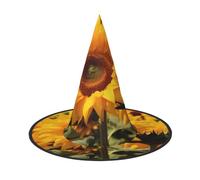 DZBDWZXH Yellow Sunflower Field Print Halloween Witch Hat for Women Cosplay Costume Dress Up Halloween Party Decoration 1Pcs