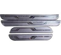 dzggs 4Pcs Car Door Sill Protector Strips for Citroen C4 E-C4 2022-2024, Stainless Steel Door Sill Kick Plates Protector Strips Non-Slip Anti-Scratch Welcome Pedal,A