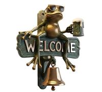 DZHCBNE 1PC Chill Frog Welcome Doorbell,Chill Welcome Sign Hand-Painted Beer-Drinking With Sunglasses, Funny Outdoor Decorative Door For Porch, Garden Gate