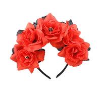 DZHCBNE 1PC Halloween Flower Headbands, Floral Day Of The Dead Headband, Flower Rose Crown Headpiece, Halloween Cosplay Party Headdress Costume Hair Wreath Decorations, For Women Men