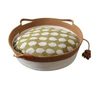 DZHCBNE 1PC Woven Rope Cats Basket Bed, Wicker Cats Bed, Round Cotton Rope Woven Indoor Pets Couch,Scratch Pad With Playing Ropes Ball Washable SleepingNest, For Indoor Pets