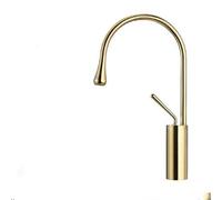 DZHHBSPQ Brushed Gold Kitchen Faucet Mixer Tap - Gray Bathroom Sink Faucet with Hot/Cold Water Swivel Spout Brass Construction Modern Design for Kitchen & Bathroom