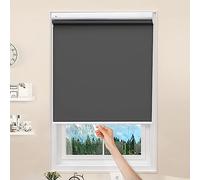 DZHTUF 100% blackout roller blinds,thermal shades,110×120cm,black window roll up shade,retractable curtains,waterproof blinds for office and home,W×H-90×130cm/35.5 * 51in