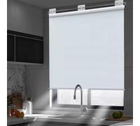 DZHTUF Blackout Roller Blinds, 45cm/60cm/80cm/110cm/150cm, Portable Retractable Curtains, Drill-Free Temporary Blinds, Cordless Roller Blinds For Windows, For Home, Office,White-45x150cm/18x59in