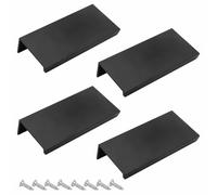 DZHTUF Invisible Drawer Handle,Cabinet Handles,Hidden Door Handles,Aluminium Alloy Furniture Pulls,Concealed Handle,for Cabinets,Shoe Cupboards,Wardrobes,Black-400mm/15.7in