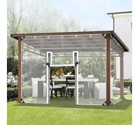 DZHTUF Outdoor Clear Tarp Curtains With Zip Doors,2/3/4/5m,Plastic Waterproof Tarpaulin With Eyelets,Transparent Tarpaulin Side Panels For Gazebo Porch Pergola Patio Carport,2Zipper-1.7x3m