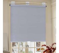 DZHTUF Suction Cup Roller Blinds,Blackout Roll Up Blinds,50cm 60cm 80cm 90cm 105cm,Retractable Balcony Sunscreen Shades,Lightweight Cordless Curtains,Fabric Window Shades,Grey-55x150cm/22x59in