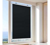 DZHTUF Suction Cup Roller Blinds For Windows, Temporary Blackout Roller Shades, 60x80cm/75x125cm, Thermal Insulated Curtains, Portable Balcony Sunshade, No Drilling,Black-80x110cm/31x43in