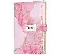 Dzhzal Diary with Lock for Girls Boys and Women Lockable Leather Journal with Combination Lock Refillable Lined Paper Locking Diaries A5