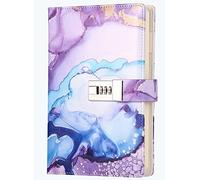 Dzhzal Diary with Lock for Girls Boys and Women Lockable Leather Journal with Combination Lock Refillable Lined Paper Locking Diaries A5