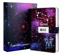 Dzhzal Diary with Lock, Starry Sky Journal for Boys Girls Women Lockable Leather Constellation Diary with Gifts Box, Personal Secret Locking Refillable A5 Notebooks 8.5 X 5.9"