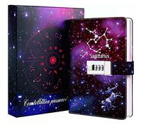 Dzhzal Diary with Lock, Starry Sky Journal for Boys Girls Women Lockable Leather Constellation Diary with Gifts Box, Personal Secret Locking Refillable A5 Notebooks 8.5 X 5.9"