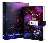 Dzhzal Diary with Lock, Starry Sky Journal for Boys Girls Women Lockable Leather Constellation Diary with Gifts Box, Personal Secret Locking Refillable A5 Notebooks 8.5 X 5.9"