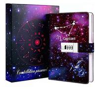 Dzhzal Diary with Lock, Starry Sky Journal for Boys Girls Women Lockable Leather Constellation Diary with Gifts Box, Personal Secret Locking Refillable A5 Notebooks 8.5 X 5.9"