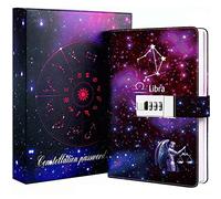 Dzhzal Diary with Lock, Starry Sky Journal for Boys Girls Women Lockable Leather Constellation Diary with Gifts Box, Personal Secret Locking Refillable A5 Notebooks 8.5 X 5.9"