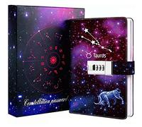 Dzhzal Diary with Lock, Starry Sky Journal for Boys Girls Women Lockable Leather Constellation Diary with Gifts Box, Personal Secret Locking Refillable A5 Notebooks 8.5 X 5.9"