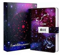 Dzhzal Diary with Lock, Starry Sky Journal for Boys Girls Women Lockable Leather Constellation Diary with Gifts Box, Personal Secret Locking Refillable A5 Notebooks 8.5 X 5.9"