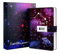 Dzhzal Diary with Lock, Starry Sky Journal for Boys Girls Women Lockable Leather Constellation Diary with Gifts Box, Personal Secret Locking Refillable A5 Notebooks 8.5 X 5.9"