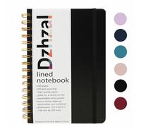 Dzhzal Spiral Notebook College Ruled Spiral Journal for Adults Work School Office, 8×5.5" A5 Leather Hardcover Notebooks with Elastic Band, 160 Lined Pages100gsm Thick Writing Journals with Pocket
