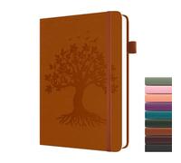 Dzhzal Tree of Life Lined Journal Notebooks, A5 College Ruled 120gsm Thick Journals 365 Pages, Leather Hardcover Journaling for Women Men Writing Notebook with Pen Loop and Inner Pocket