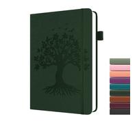 Dzhzal Tree of Life Lined Journal Notebooks, A5 College Ruled 120gsm Thick Journals 365 Pages, Leather Hardcover Journaling for Women Men Writing Notebook with Pen Loop and Inner Pocket