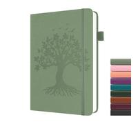 Dzhzal Tree of Life Lined Journal Notebooks, A5 College Ruled 120gsm Thick Journals 365 Pages, Leather Hardcover Journaling for Women Men Writing Notebook with Pen Loop and Inner Pocket