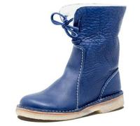 Dzhzuj 2022 New Vintage Buttery Soft Waterproof Wool Lining Boots Snow Boots for Women Winter Keep Warm Flat Ankle Boots (9,Blue)