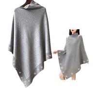 Dzhzuj Shiny Women's Wool Rhinestone Shawls Shawls for Women Lightweight Shawls and Wraps for Evening Dresses,Ladies Irregular Loose Knitted Scarf Poncho Sweater (XX-Large,Grey)
