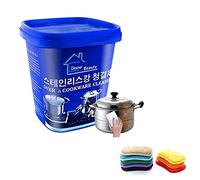 Dzhzuj Stainless Steel Cleaning Paste Oven Cookware Cleaner,Household Kitchen Cleaner Washing Pot Bottom Scale Strong Cream Detergent,Removes Stains Cleaner for Removing Rust (200g)