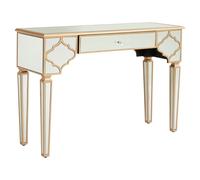 dziban mirrored glass console table with 1 drawer in gold