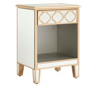 dziban mirrored glass side table with 1 drawer in gold