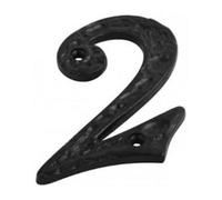 Dzina 100mm Antique Black Door Number 2 - Stylish And Durable Numeral For Wooden & Composite Doors - Pack Of 1