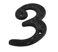 Dzina 100mm Antique Black Door Number 3 - Stylish And Durable Numeral For Wooden & Composite Doors - Pack Of 1