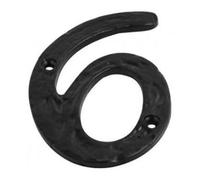 Dzina 100mm Antique Black Door Number 6 - Stylish And Durable Numeral For Wooden & Composite Doors - Pack Of 1